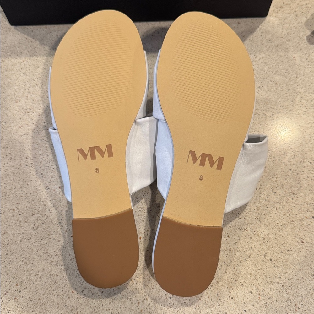 Mara & Mine Isabelle Leather Slide Knotted Slide White Leather Size 8 - Picture 3 of 8